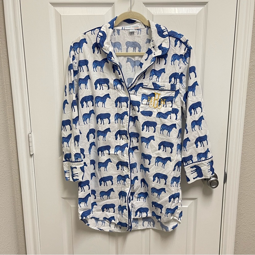 August Morgan Blue Zebra Night Dress